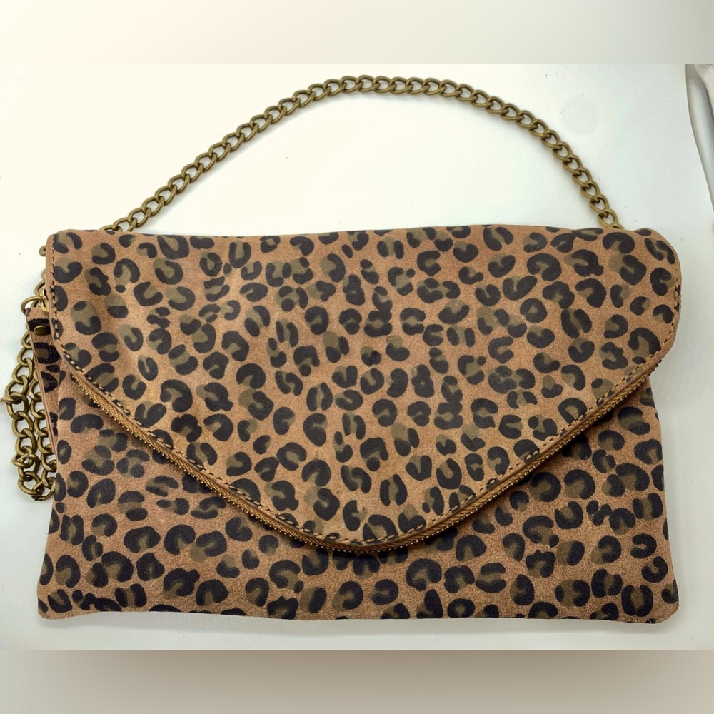J.Crew Cheetah Print Leather Shoulder Bag for Women Crossbody
